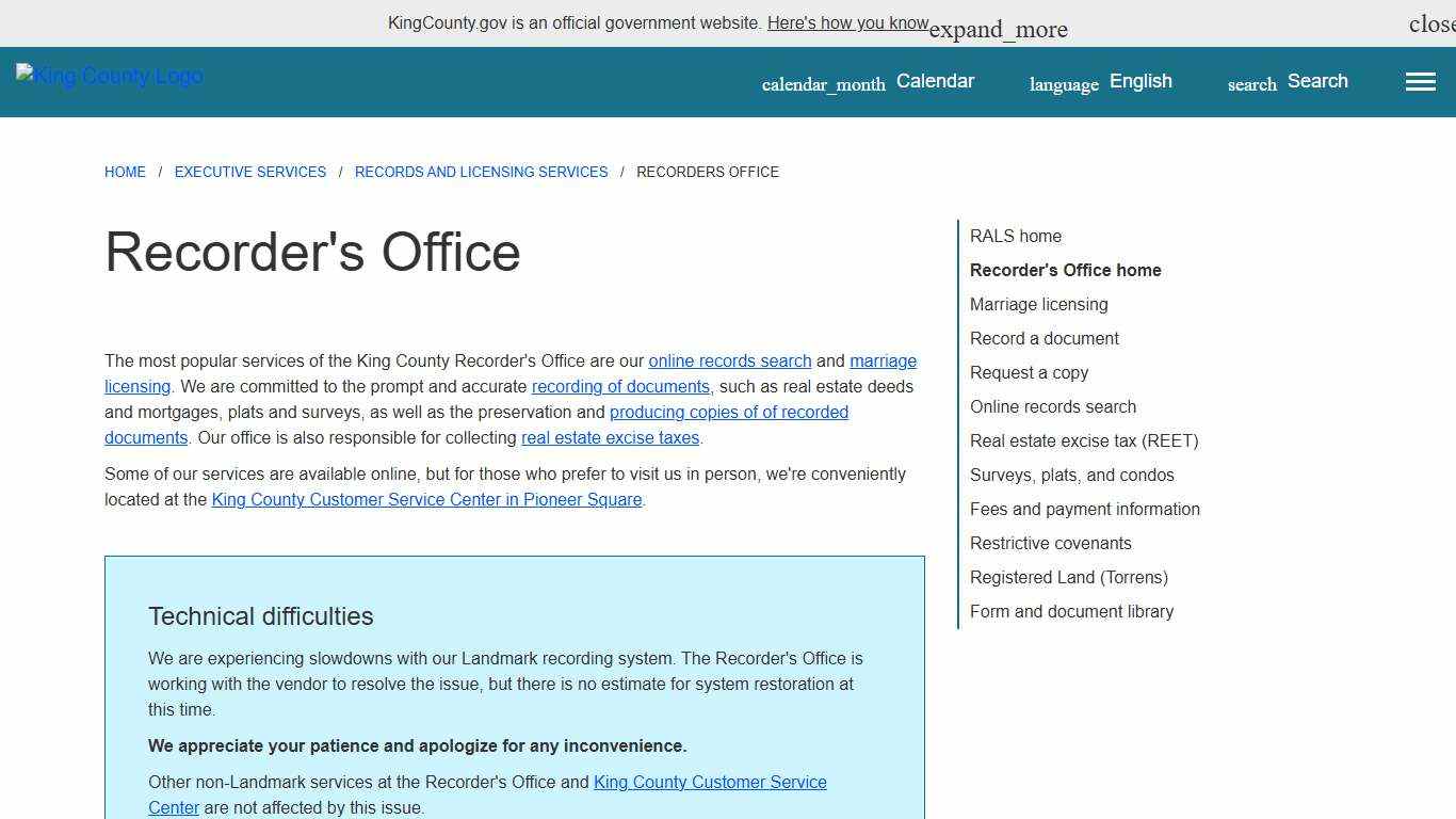 Recorder's Office - King County, Washington