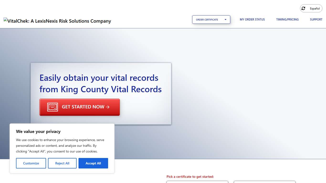 King County Vital Records (WA) | Order Certificates - VitalChek