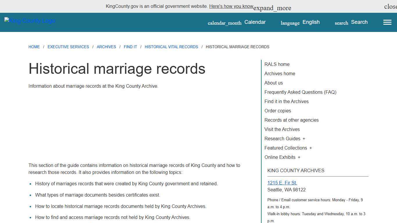 Historical marriage records - King County, Washington